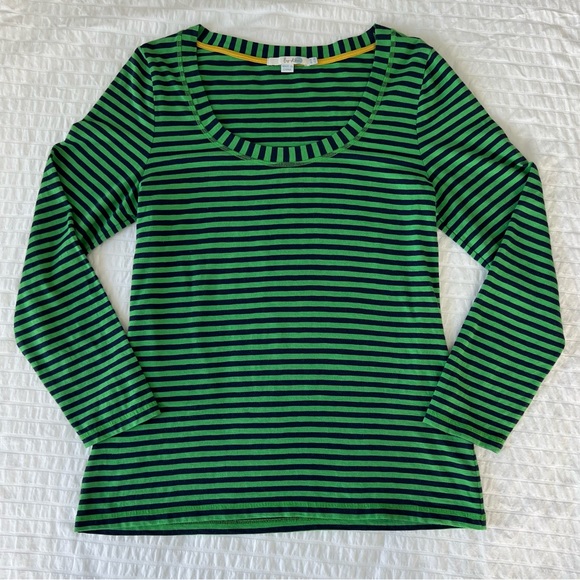 Boden The Hamptons Long Sleeve Scoop Neck Top, Green and Navy, 10 - Picture 5 of 11